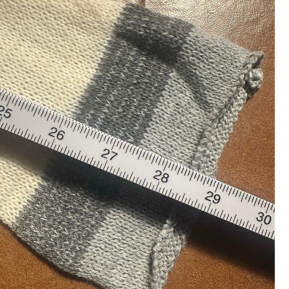 Y2K Crochet Cropped Small Stripped Cream Gray Lagenlook Hippie Knit Sweater - Picture 5 of 5